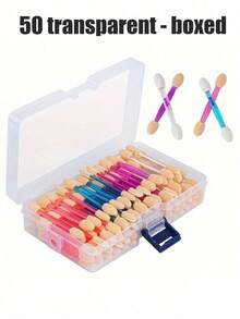 50pcs/100pcs Disposable Travel Eyeshadow Applicator, Double-Sided Eyeshadow Sponge Applicator, Makeup Sponge Stick, Makeup Tools Suitable For Travel, Great Gift For Women And Girls, Multi-Functional Makeup And Nail Art Tools - Multicolor - View 14