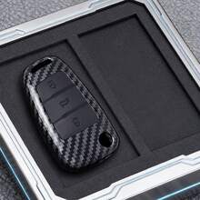 ABS碳纤维汽车钥匙包适用于奥迪C6 R8 A1 A3 Q3 A4 A5 Q5 A6 S6 A7 B6 B7 B8 8P 8V 8L TT RS Sline - A款折疊 - 查看 5