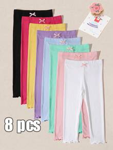 8条/包 女婴甜美可爱荷叶边彩色打底裤，休闲修身裤 - 彩色 - 查看 11