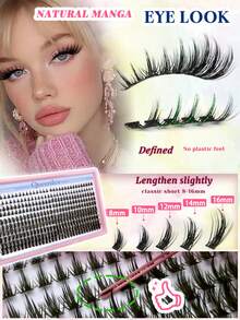 Queenice DIY Individual Lashes Manga Wispy Lash Clusters Anime Lash Extension 8-16mm Cluster Eyelash Extensions Spiky Lashes Clusters D-Curly Natural Lashes For Daily Use, Cosplay, Holidays. Ultra Soft Lightweight Reusable Long-Lasting - D - View 6