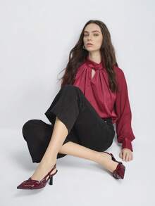 Women's Fashion Backless High Heel Slip-On Work Shoes - Black - View 4