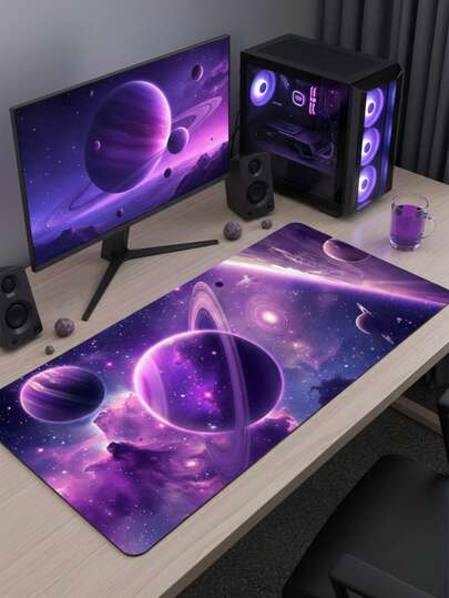 Large Size Mouse Pad, Waterproof Non-Slip Smooth Cloth Surface, Fantasy Purple Nebula Space Illustration Pattern, Also Suitable As Keyboard Pad, Desk Mat Or Book Stand, Ideal For Gamers, Office And Dorm Use, Compatible With Mouse And Trackball, Computer, Office And Gaming Environment, Gift For Gamers
