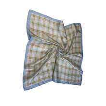 1条女士JF格子休闲涤纶时尚印花围巾，春季 - 淺藍色 - 查看 4