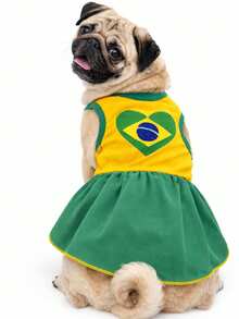 Pet Clothing, Soft, Cool, Summer-Themed Dry Knit Dress For Female Dogs And Cats, World Cup Themed. - 綠色 - 查看 9