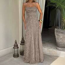 New Fashionable Versatile Spicy Girl Style Burgundy Sexy Slip Dress - 卡其色 - 查看 4