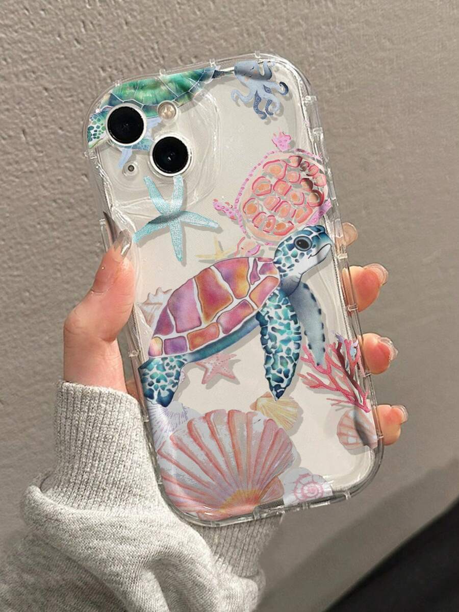Cream-Colored Textured Transparent Graffiti Shockproof Phone Case Compatible With IPhone 14, 14 Pro, 14 Pro Max, Summer, International Version,  Not The Domestic Version