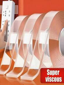 1 Roll Thick & Good Quality Transparent Acrylic Nano Double-Sided Adhesive Tape, Creative Magic Nano Tape, Kitchen Stickers, Stickers, Wall Stickers, Home Decor Vinyl Stickers, Spring Home Decor Items, Decorative Stickers, High Viscosity Acrylic Double-Sided Tape, Nano Tape, Kitchen Stickers, Stickers, Wall Stickers, Home Decor Vinyl Stickers, Spring Home Decor Items, Decorative Stickers, Transparent Nano Double-Sided Adhesive Tape, Residue-Free Strong Nano Adhesive Tape - Transparent - View 3