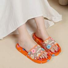 新款卡通时尚女式拖鞋，PVC材质防滑耐用，透气防臭，鞋底柔软舒适，百搭日常休闲女式拖鞋 - 橘色 - 查看 5