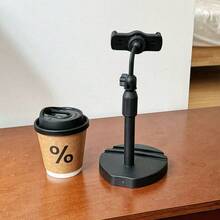 1pc Black/Pink Desk Trending Card Slot Phone/Tablet Stand, Minimalist Adjustable Telescopic 360° Rotatable Livestream Holder - Multicolor - View 3