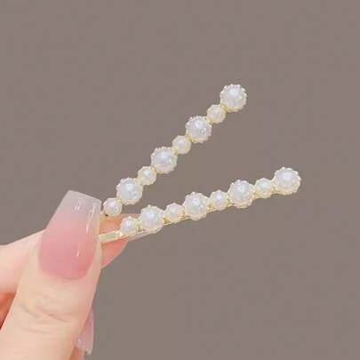 1 para białych perłowych, minimalistycznych spinek do włosów, eleganckich do codziennego użytku