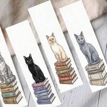 20个水彩猫咪书签，异想天开的书堆主题书签，美观的阅读配件，适合爱书人和猫咪爱好者 - 多色 - 查看 6