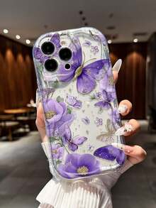 Purple Butterfly Flower Pattern Compatible With IPhone 17, 16 Pro Max, 14, 13, 12, 11 Pro Max, XS Max, X, XR, 8, 7, Plus, Mini, Suitable As Birthday Gift, Girlfriend, Boyfriend Or Self-Use - Multicolor - View 4