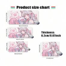 1个猫耳女孩游戏鼠标垫，防滑橡胶底座，可水洗表面，超大桌面垫，适用于电脑、办公室和游戏环境 - 游戏玩家和动漫迷的理想礼物，鼠标和键盘垫，办公桌配件，桌面配件，办公用品，办公室装饰，办公桌配件，桌面配件，办公配件，鼠标垫，书桌鼠标垫，桌面装饰 - A - 查看 5
