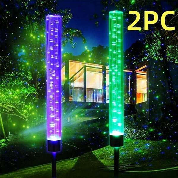 1 szt./2 szt. wielokolorowe, zasilane energią słoneczną, ogrodowe lampki w kształcie baniek mydlanych – akrylowe lampki LED na ścieżki/oświetlenie zewnętrzne do ogrodu, na patio, do dekoracji ogrodu, na imprezy, na festiwale