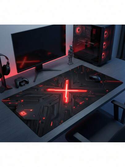 Extra Large Mouse Pad, Waterproof Non-Slip Smooth Fabric Surface, Red Cross Star Pattern, Suitable As Keyboard Mat, Desk Mat Or Book Stand For Gamers, Office And Dorm Use, Compatible With Mouse And Trackball