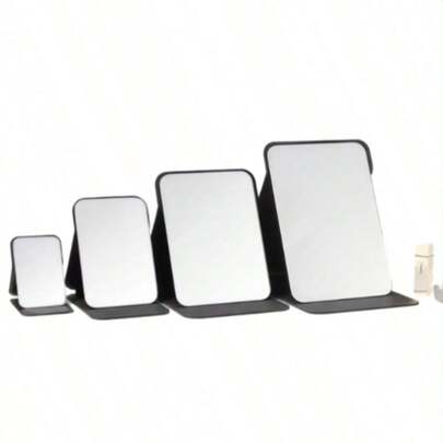 Foldable Travel Makeup Mirror, Adjustable Angle, Portable Vanity Mirror, Suitable For Home/Camping/Tabletop Use, Classic Black