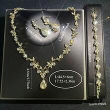 1 Set Women's Jewelry Set Including Retro Rhinestone Inlaid Earrings, Necklace, Bracelet - 4pcs Suit, Suitable For Bride, Wedding, Party Wear - Jewelry Set - View 13