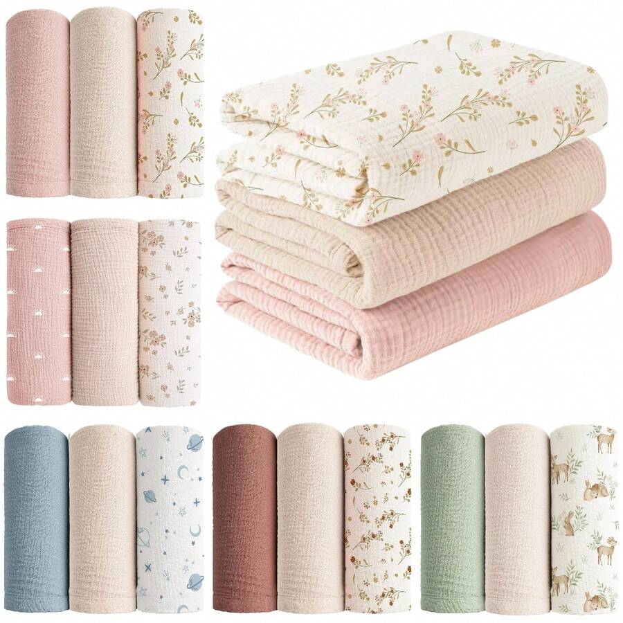 Khăn quấn muslin cho trẻ sơ sinh, yếm thấm nước dãi unisex, chăn đa năng có thể dùng làm yếm thấm nước dãi, khăn lau miệng, khăn phủ xe đẩy, khăn phủ ghế ô tô, phù hợp cho cả bé trai và bé gái, thoáng khí và thân thiện với da, vật dụng thiết yếu cho trẻ sơ sinh, quà tặng tuyệt vời. - Nhiều màu - Xem 1