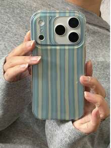 Ins Spring Striped Contrast Color Soft Phone Case For IPhone 17 Pro Max, Apple 14, 13 New, 15 Pro, Shock-Proof Protective Cover For IPhone 16 Pro Max, 17 - Blue - View 2