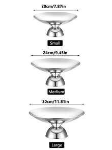 1件极简主义不锈钢甜点盘，欧式奢华创意水果盘，蛋糕架，糖果干果托盘 - 銀色 - 查看 2