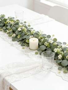 1/25pcs Artificial White Eucalyptus Vines, Silver Dollar Eucalyptus Leaf Starry Wreath, Artificial Green Leaf Vines, Suitable For Couple Dates, Home Decor, Yard Entrances, Annual Festivals, Wedding Backdrops, Party Wall Decor, Fireplace Mantel And Other Green Hanging Vine Decorations - Green 1 - View 6