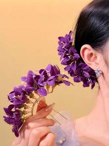 1 pieza Nuevo pasador de pelo con diseño floral, versátil clip de pelo con estilo retro elegante, accesorio de pelo para moño, adecuado para primavera/verano, vacaciones, fotografía, boda, accesorios, tocado, pasadores para peinado - Multicolor - Ver 10