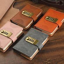 1 Pc Minimalist PU A7 Lockable Diary Secure Password Notebook Back To School Gift For Students - 粉紅色 1 件裝 - 查看 9