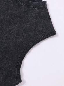 Disney Official Licensed Lilo & Stitch Stitch Repeat Letter Balloon Ice Cream Vintage Washed 230g Tank Top Unisex - 黑色 - 查看 4