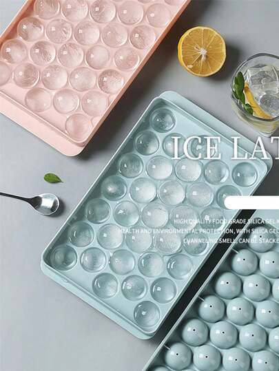 1pc 33-Cavity Blue Ice Ball Maker Mold With Lid, Fridge Ice Cube Tray For Making Cocktail Beverage Frozen Balls