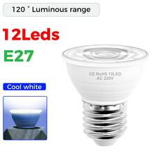 CanLing 7瓦LED灯泡，GU10射灯，日光色，220伏，室内E27/E26嵌入式灯，适用于卧室、客厅、办公室、浴室、厨房等明亮场所；E14蜡烛灯泡，5瓦护眼家居装饰照明，6/12颗LED灯珠，冷白光 - Cool White - 查看 16