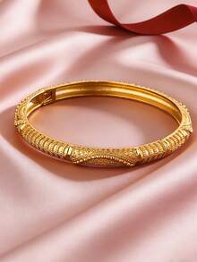 波西米亚风女士18K镀金手链，传统风格手链，精致细线，奢华婚礼及派对珠宝礼品 - 金黃色 - 查看 4