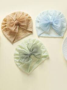 Bộ 3 mũ lưới mềm có nơ cho bé | Thoáng khí | Thích hợp cho bé đội hàng ngày vào mùa xuân và tạo kiểu chụp ảnh - Nhiều màu - Xem 2