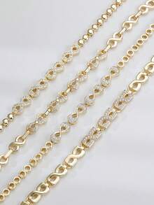 1pc 14K Gold Hollow-Out Elegant Infinity Symbol Bracelets ORO Laminado Suitable Unisex Combine Well With Any Outfit - Gold - View 3