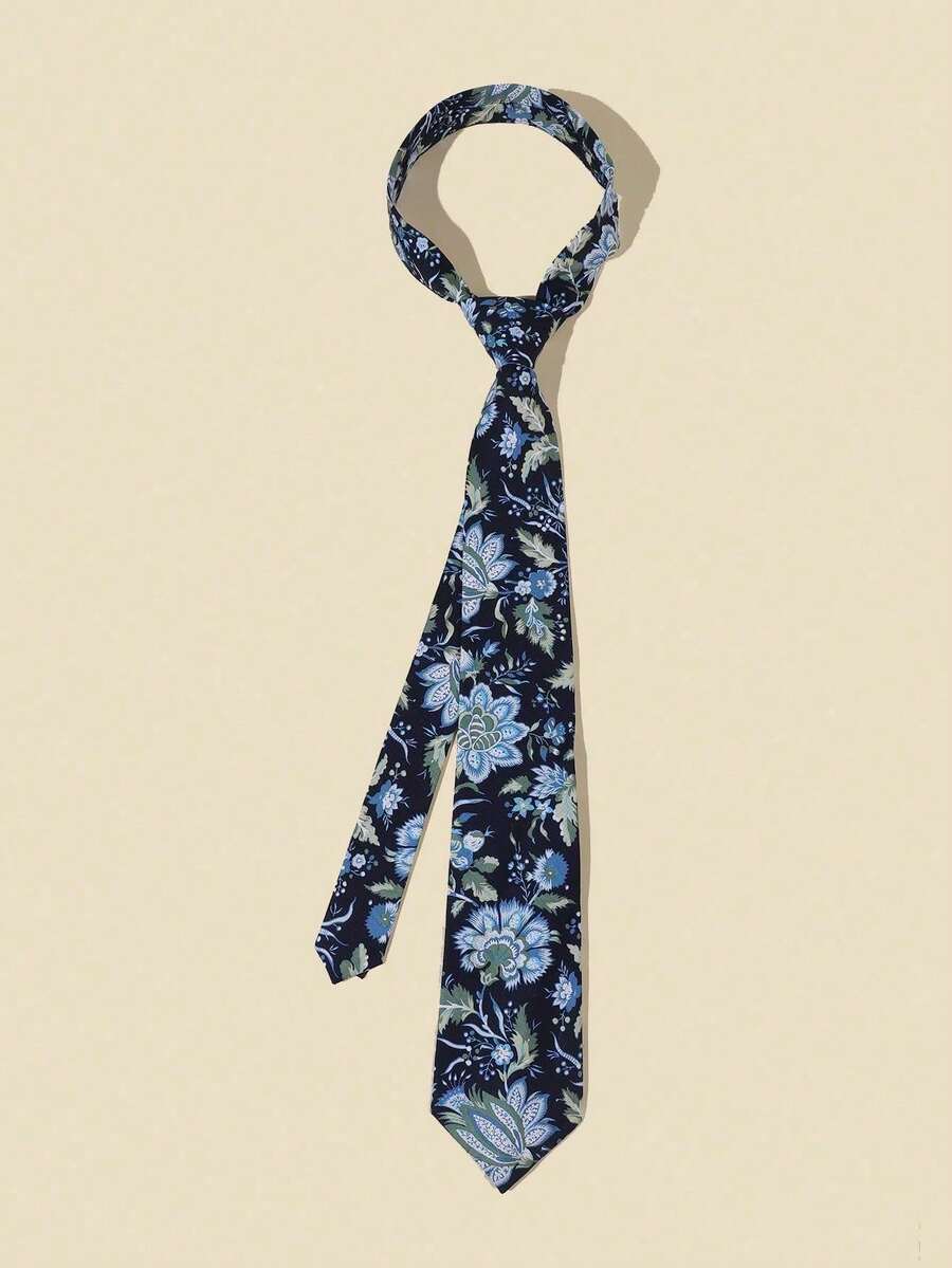 1pc Men's Floral Multi-Color Polyester Necktie, 8cm Vintage Casual Suit Tie - Multicolor - View 1