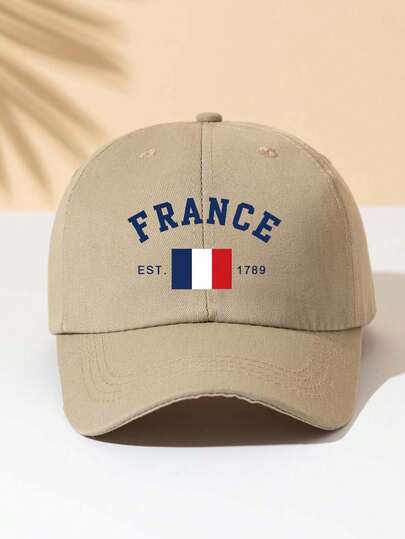 1pc Baseball Cap, Fashion Minimalist Casual Versatile "FRANCE Flag" Printed Pattern, High-Quality Decorative Gift For Family And Friends, Unisex Essential Fashion Item For All Seasons