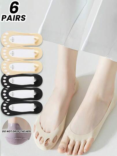 1/2/4/6 pares de calentadores de pierna tipo barco sin mostrar para mujeres, antideslizantes, finos y transpirables para usar con tacones altos en verano, calentadores de pierna para los dedos de los pies