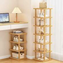 1pc Multi-Tier Shoe Rack, Stackable Small Shoe Organizer Shelf For Entryway, Closet And Hallway, Suitable For Dorm And Foyer, Wooden Shoe Rack - Multicolor - View 4