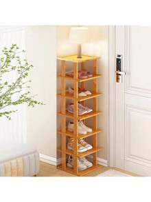 1pc Multi-Tier Shoe Rack, Stackable Small Shoe Organizer Shelf For Entryway, Closet And Hallway, Suitable For Dorm And Foyer, Wooden Shoe Rack - Multicolor - View 8