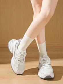 Women's Chunky Sneakers White Mesh Breathable Casual Shoes Retro Dad Shoes - màu trắng nhạt - Xem 6