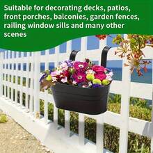 2pcs Iron Hanging Buckets, Balcony Yard Home Succulent Planter Pots, Detachable Handle Hanging Flower Pots - Multicolor - View 2