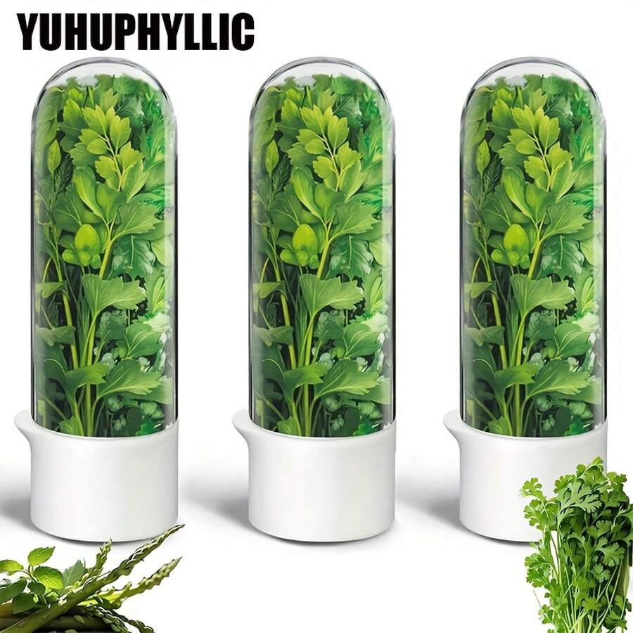 YUHUPHYLLIC Large Refrigerated Herb Storage Box, Refrigerated Coriander Storage Box, Herb Storage Box, Coriander Storage Box, Parsley, Asparagus, Mint Storage Box, Green Vegetable Storage Box For 2-3 Weeks, Refrigerator Storage Box, Refrigerator Kitchen Supplies - 草本保鮮盒 - 查看 1