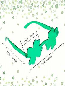 1pc,St. Patrick's Day Festive Four-Leaf Clovers - Bright Green Four-Leaf Clovers Are Stylish Party Fashion Glasses That Are A Great Choice For Irish Holiday Parties, Spring Celebrations And Creative Gifts - Green - View 3