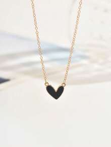 1 mặt dây chuyền hình trái tim vàng bất đối xứng, dây chuyền xương đòn tối giản tinh tế thời trang, thiết kế đa năng (Màu sắc của hình trái tim giọt dầu có thể thay đổi do góc chiếu sáng trong quá trình chụp) - Vàng - Xem 14
