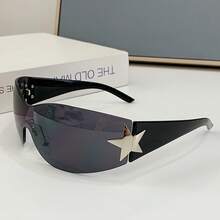 Fashionable Frameless Pentagram Y2K Personality Glasses - Black and Gray - View 1