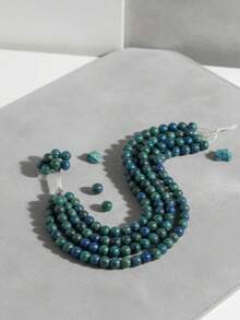 oro verde Piedra natural bola lisa para Bisuteria 1 tira - azul y verde - Ver 5