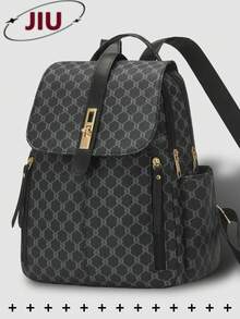 Anti-Theft Geometric Pattern Pu Soft Leather Backpack For Women, Multi-Functional And Stylish Daily Bag, Multi-Pocket Lightweight Travel Bag, Large Capacity Simple School Bag, Convenient Book Bag, Suitable For Students, Nurses, Teachers, Business People, Travel And Vacation, Business Trips, Daily Commuting, Shopping, Office, Dating, Hiking, Training, Work, Birthday Gifts, Holiday Gifts, - Multicolor - View 14