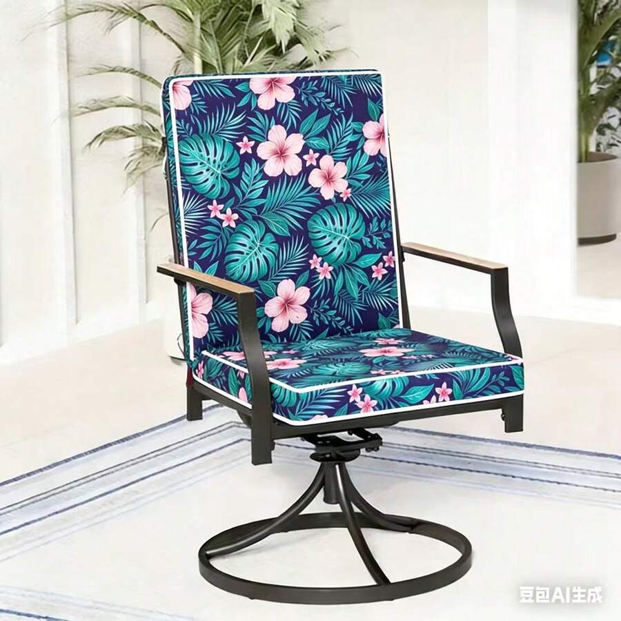 Seat Cushion And Backrest, Comfortable Soft Reversible Rocking Chair Pad, Waterproof, Fade-Resistant, Non-Slip Strap Seat Replacement Pad, 32D High-Density Foam Filling, Removable Machine-Washable Cover, Suitable For Indoor/Outdoor Use, Patio, Terrace, Porch, Backyard, Garden, Lawn, Kitchen, Dining Room, Office Chair, 42.5x17.7x2in - 柔軟坐墊09 - 查看 1