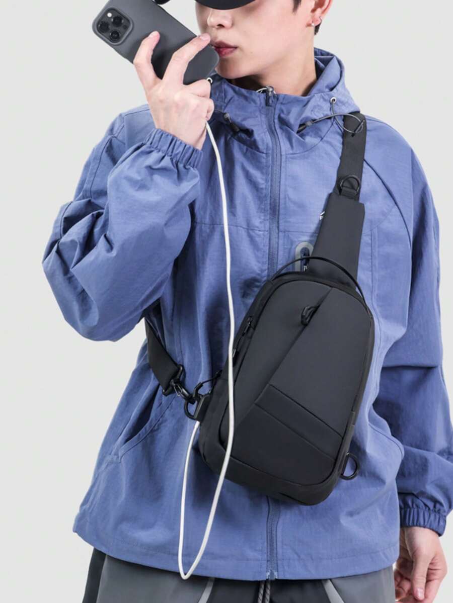 1个新款商务男士胸包，轻便简约时尚斜挎包，户外通勤单肩包