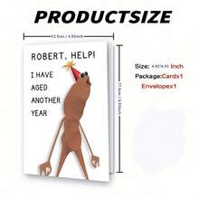 1张搞笑“罗伯特，救命！我又老了一岁”生日贺卡，附粉色信封，表情包人物插画，送给朋友和成年人的完美生日贺卡 - 查看 3