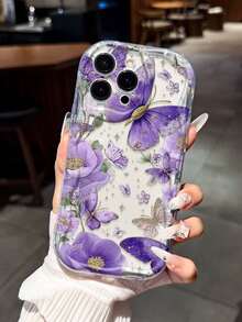 Purple Butterfly Flower Pattern Compatible With IPhone 17, 16 Pro Max, 14, 13, 12, 11 Pro Max, XS Max, X, XR, 8, 7, Plus, Mini, Suitable As Birthday Gift, Girlfriend, Boyfriend Or Self-Use - Multicolor - View 2